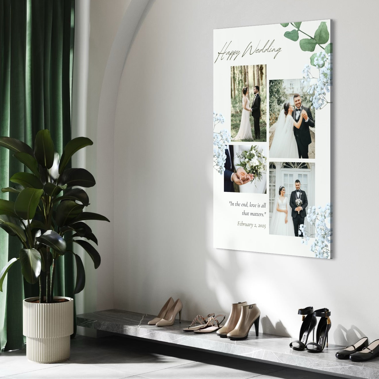 Tablou canvas cu colaj foto de nunta, tablou canvas pentru perete